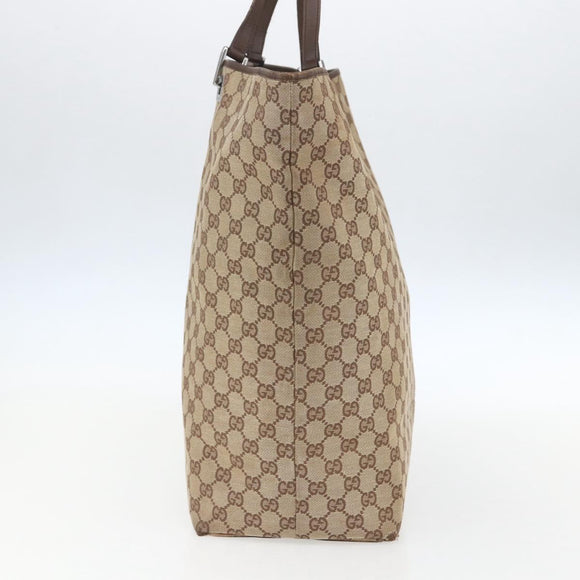 GUCCI GG Canvas Tote Bag Beige Silver 31242 Auth 148537