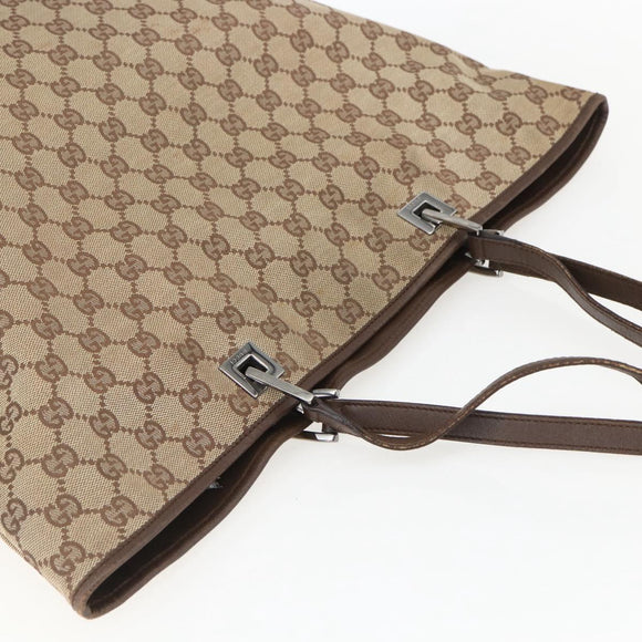 GUCCI GG Canvas Tote Bag Beige Silver 31242 Auth 148537