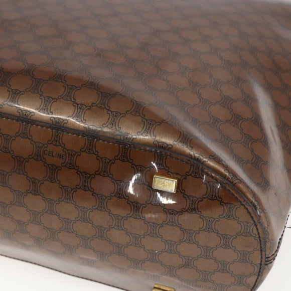 CELINE Macadam Canvas Shoulder Bag Vinyl Brown Gold Auth 148538