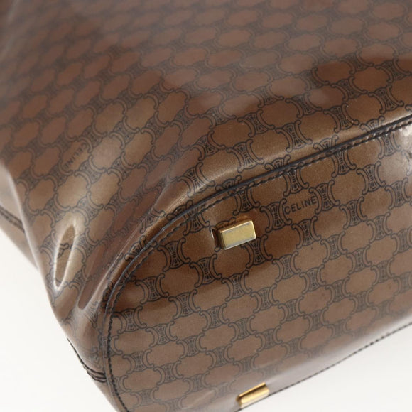 CELINE Macadam Canvas Shoulder Bag Vinyl Brown Gold Auth 148538