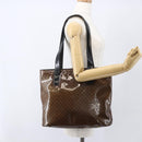 CELINE Macadam Canvas Shoulder Bag Vinyl Brown Gold Auth 148538-23