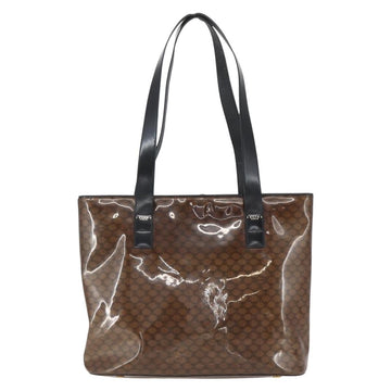 CELINE Macadam Canvas Shoulder Bag Vinyl Brown Gold Auth 148538 - 0