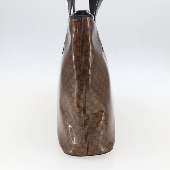 CELINE Macadam Canvas Shoulder Bag Vinyl Brown Gold Auth 148538