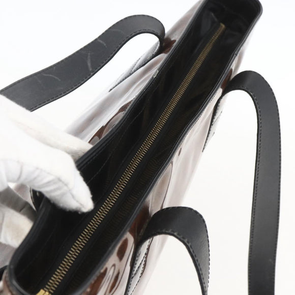 CELINE Macadam Canvas Shoulder Bag Vinyl Brown Gold Auth 148538