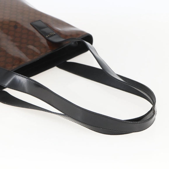 CELINE Macadam Canvas Shoulder Bag Vinyl Brown Gold Auth 148538