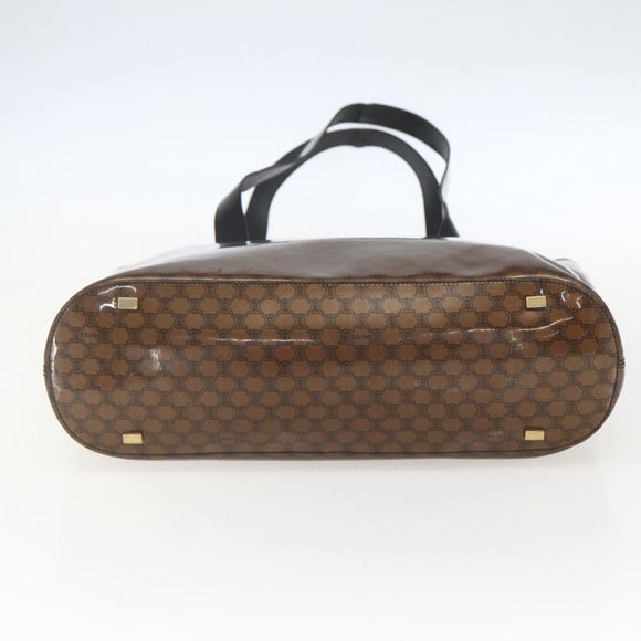 CELINE Macadam Canvas Shoulder Bag Vinyl Brown Gold Auth 148538