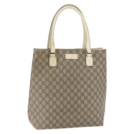 GUCCI GG Supreme Tote Bag PVC Beige Silver 131220 Auth 148539