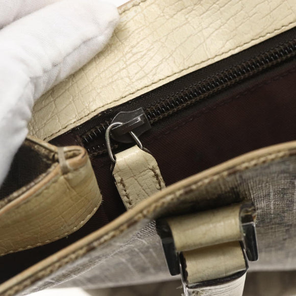 GUCCI GG Supreme Tote Bag PVC Beige Silver 131220 Auth 148539