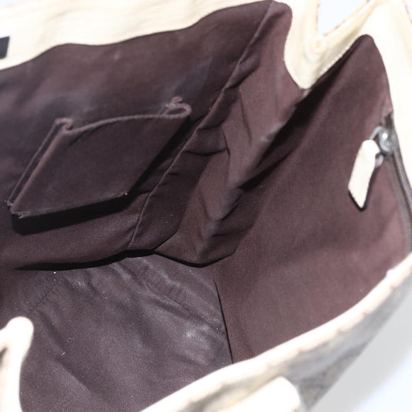 GUCCI GG Supreme Tote Bag PVC Beige Silver 131220 Auth 148539