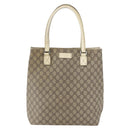 GUCCI GG Supreme Tote Bag PVC Beige Silver 131220 Auth 148539-13
