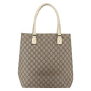 GUCCI GG Supreme Tote Bag PVC Beige Silver 131220 Auth 148539-2