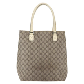 GUCCI GG Supreme Tote Bag PVC Beige Silver 131220 Auth 148539 - 0