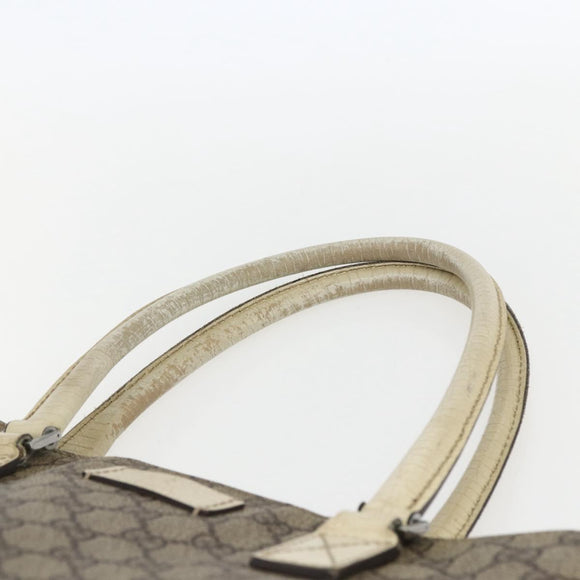 GUCCI GG Supreme Tote Bag PVC Beige Silver 131220 Auth 148539