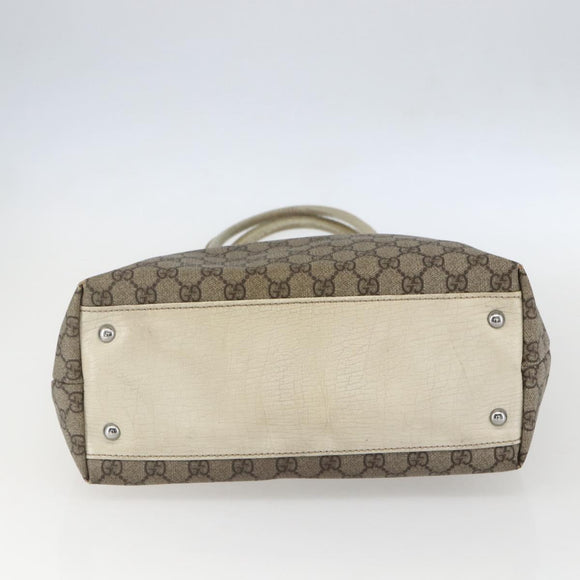 GUCCI GG Supreme Tote Bag PVC Beige Silver 131220 Auth 148539