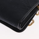 Christian Dior Chain Shoulder Bag Nylon Navy Gold Auth 148541-16