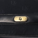 Christian Dior Chain Shoulder Bag Nylon Navy Gold Auth 148541-17
