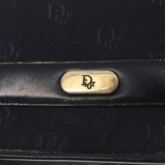 Christian Dior Chain Shoulder Bag Nylon Navy Gold Auth 148541