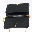 Christian Dior Chain Shoulder Bag Nylon Navy Gold Auth 148541-10