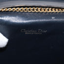 Christian Dior Chain Shoulder Bag Nylon Navy Gold Auth 148541-11