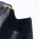 Christian Dior Chain Shoulder Bag Nylon Navy Gold Auth 148541-18