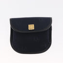 Christian Dior Chain Shoulder Bag Nylon Navy Gold Auth 148541-20