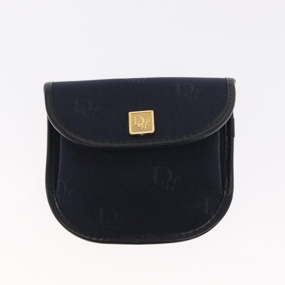 Christian Dior Chain Shoulder Bag Nylon Navy Gold Auth 148541