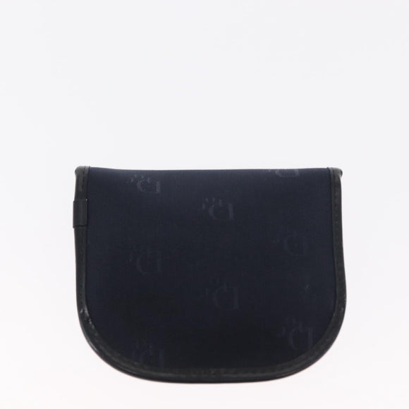Christian Dior Chain Shoulder Bag Nylon Navy Gold Auth 148541