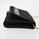 Christian Dior Chain Shoulder Bag Nylon Navy Gold Auth 148541-3
