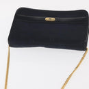 Christian Dior Chain Shoulder Bag Nylon Navy Gold Auth 148541-6