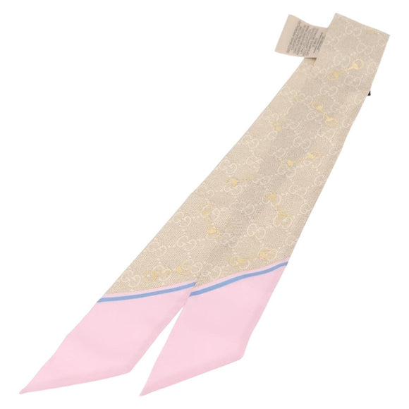 GUCCI Twilly Scarf Silk Old GUCCI Beige Pink 663719 Auth 148546M