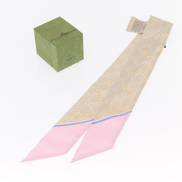 GUCCI Twilly Scarf Silk Old GUCCI Beige Pink 663719 Auth 148546M