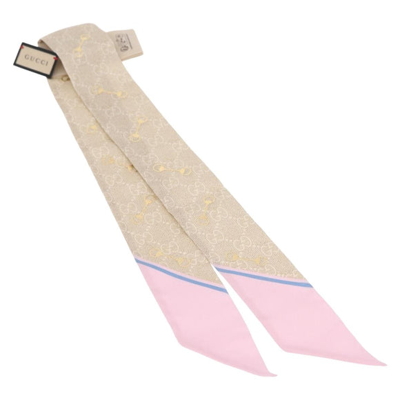 GUCCI Twilly Scarf Silk Old GUCCI Beige Pink 663719 Auth 148546M