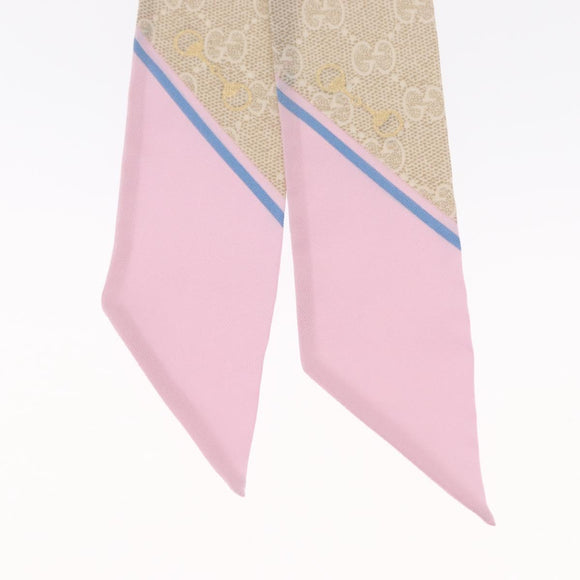 GUCCI Twilly Scarf Silk Old GUCCI Beige Pink 663719 Auth 148546M