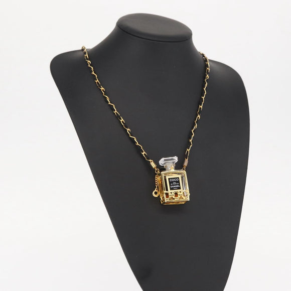 CHANEL Perfume Necklace metal Gold CC Auth 148547V
