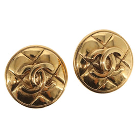 CHANEL Earring metal Gold Tone CC Auth 148548V