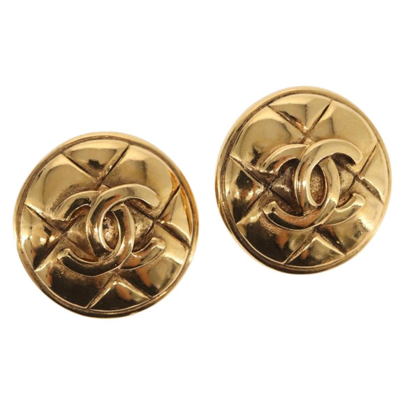 CHANEL Earring metal Gold Tone CC Auth 148548V