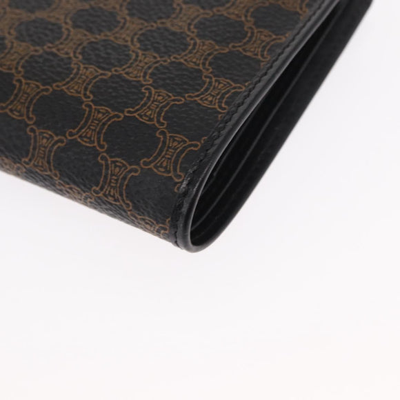CELINE Macadam Canvas Wallet PVC Leather Black Auth 148550V