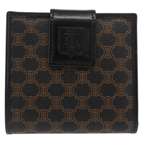 CELINE Macadam Canvas Wallet PVC Leather Black Auth 148550V