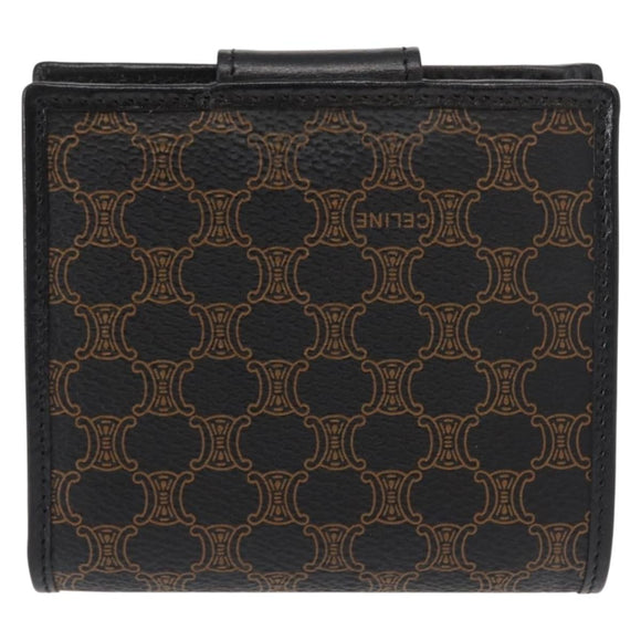 CELINE Macadam Canvas Wallet PVC Leather Black Auth 148550V