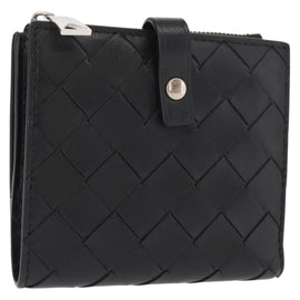 BOTTEGA VENETA INTRECCIATO Wallet Leather Black Silver Auth 148553SAM