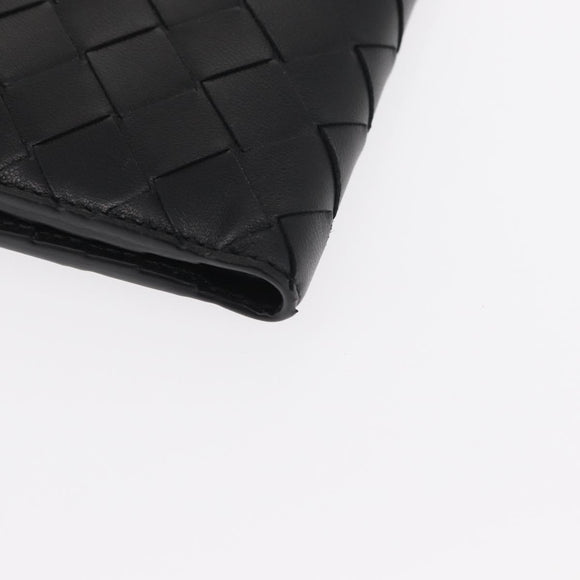BOTTEGA VENETA INTRECCIATO Wallet Leather Black Silver Auth 148553SAM