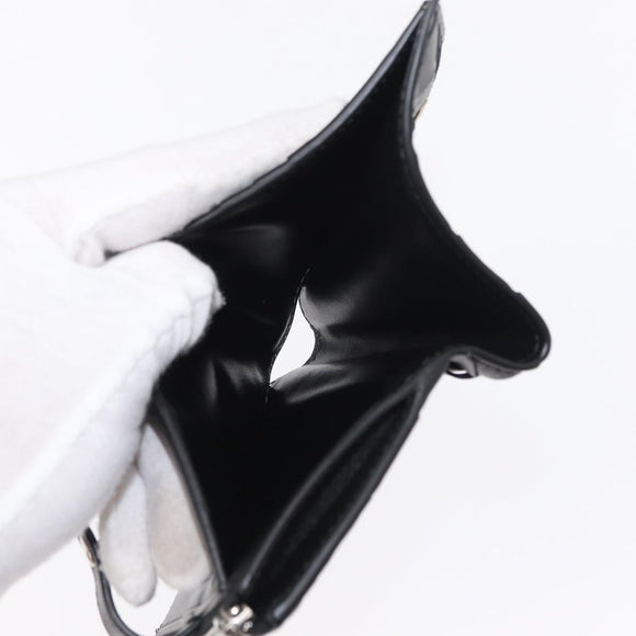 BOTTEGA VENETA INTRECCIATO Wallet Leather Black Silver Auth 148553SAM