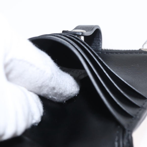 BOTTEGA VENETA INTRECCIATO Wallet Leather Black Silver Auth 148553SAM