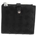 BOTTEGA VENETA INTRECCIATO Wallet Leather Black Silver Auth 148553SAM-14