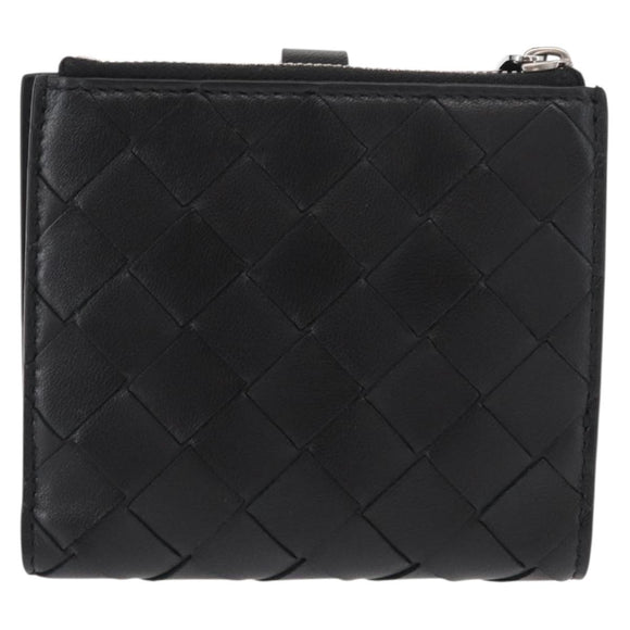 BOTTEGA VENETA INTRECCIATO Wallet Leather Black Silver Auth 148553SAM