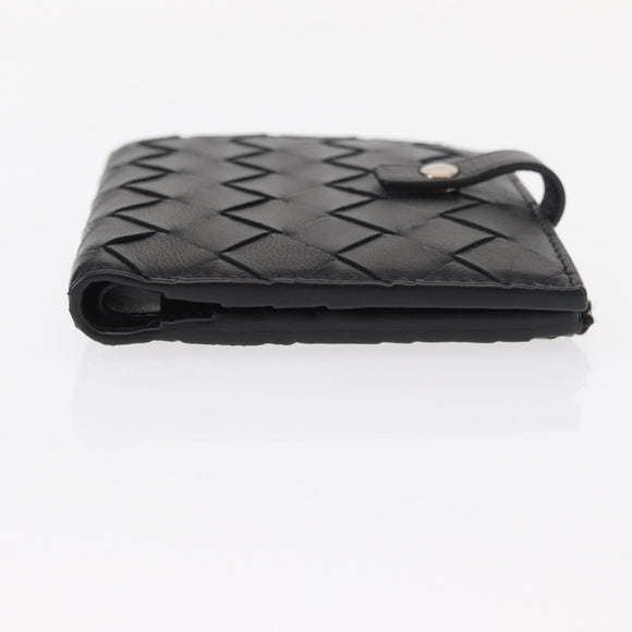 BOTTEGA VENETA INTRECCIATO Wallet Leather Black Silver Auth 148553SAM