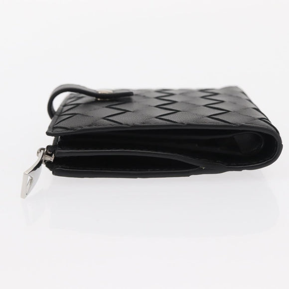 BOTTEGA VENETA INTRECCIATO Wallet Leather Black Silver Auth 148553SAM