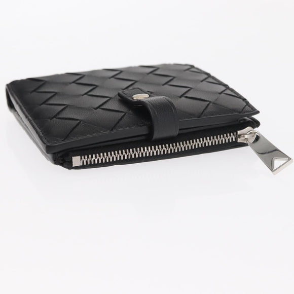 BOTTEGA VENETA INTRECCIATO Wallet Leather Black Silver Auth 148553SAM