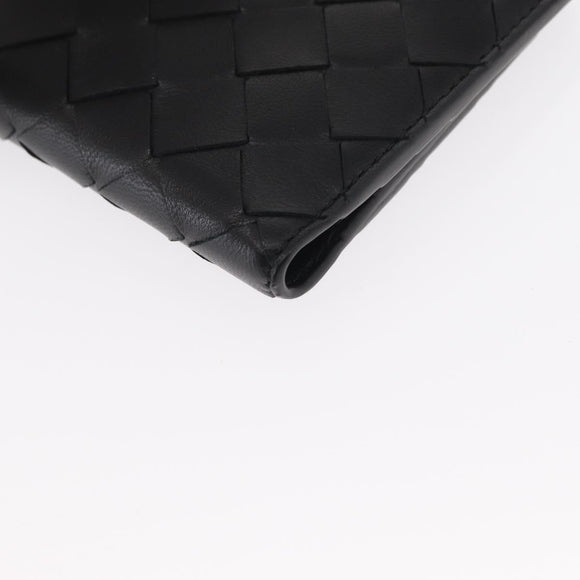 BOTTEGA VENETA INTRECCIATO Wallet Leather Black Silver Auth 148553SAM