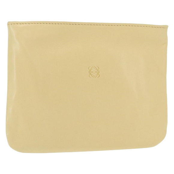LOEWE Pouch Leather Beige Gold Auth 148556V
